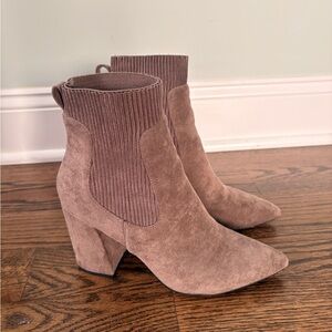 Steven Suede Taupe Heeled Boots size 7